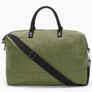 Lulu Dharma Green Plaid Frasier Weekender Tote Travel Bag Duffel NWT Canvas